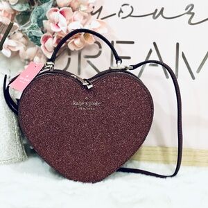 Kate Spade Heart-Shaped Glitter Crossbody Bag - Burgundy valentines love shack